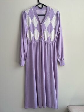 Chic Lavender Argyle Long Sleeve Dress